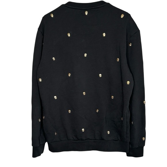 Zara Skull Studded Crewneck Sweatshirt Med Whimsigoth Rock Festival Punk Black - Picture 3 of 10